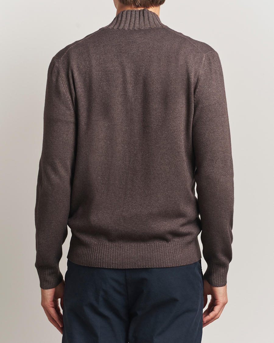 Heren | Truien | Gran Sasso | Wool/Cashmere Washed Full Zip Brown Melange