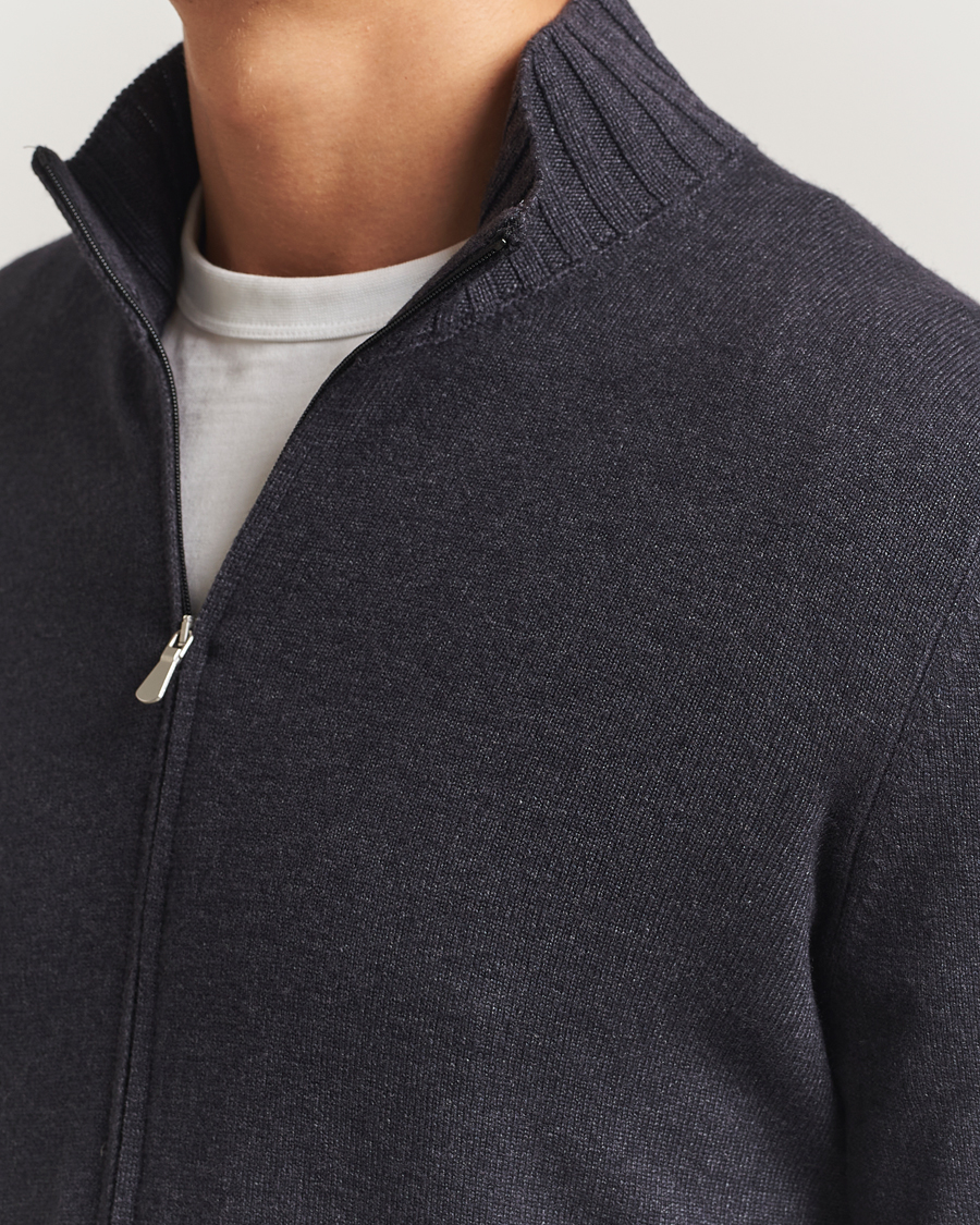Heren | Truien | Gran Sasso | Wool/Cashmere Washed Full Zip Asphalt