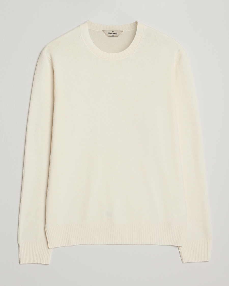 Heren | Truien | Gran Sasso | Wool/Cashmere Washed Crew Neck Cream Melange
