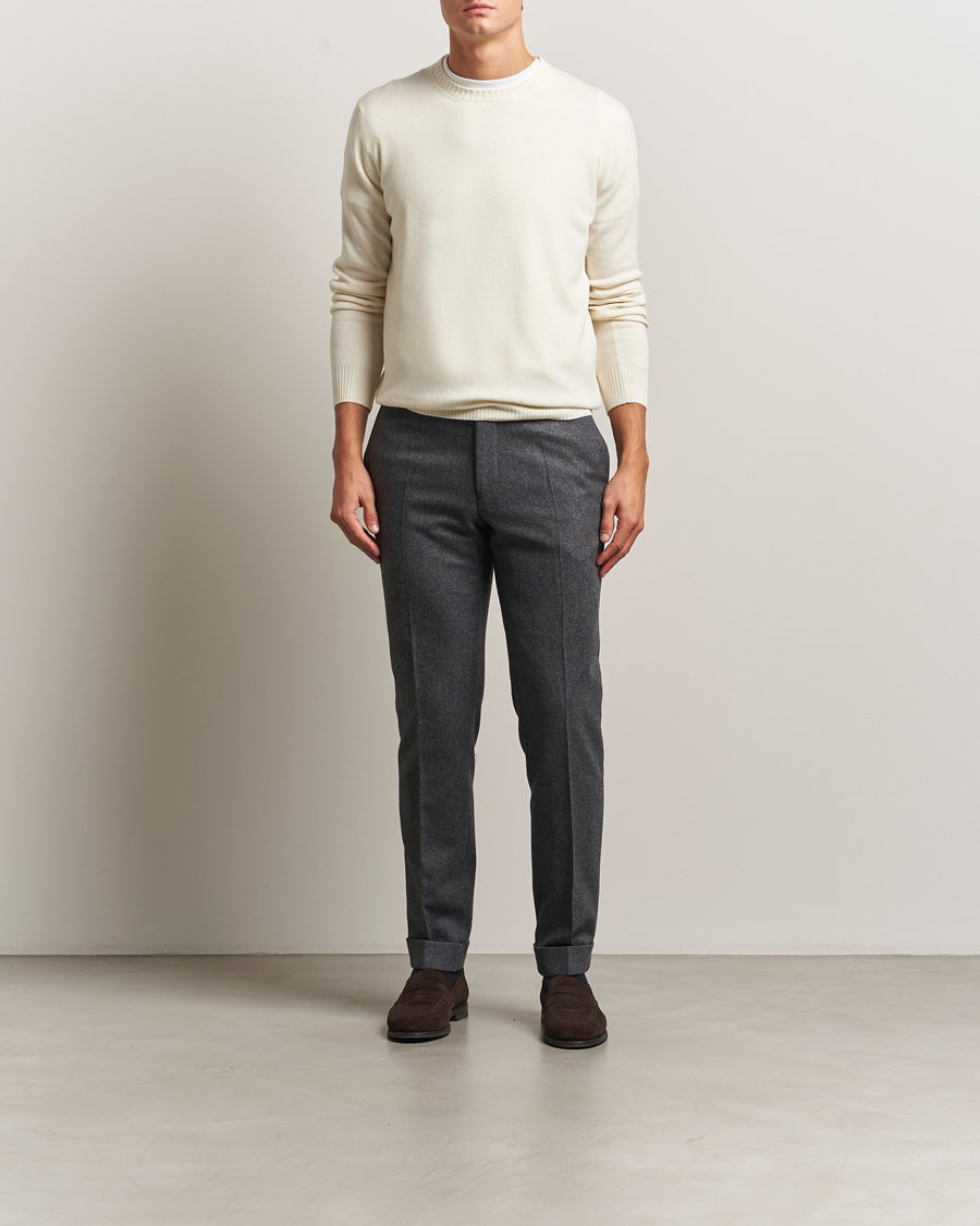 Heren | Truien | Gran Sasso | Wool/Cashmere Washed Crew Neck Cream Melange