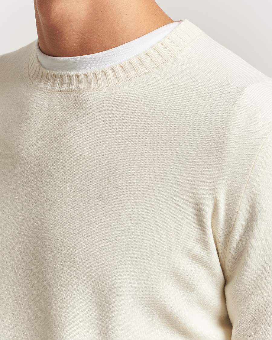 Heren | Truien | Gran Sasso | Wool/Cashmere Washed Crew Neck Cream Melange