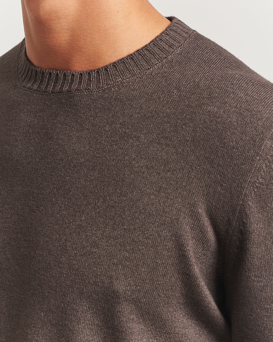 Heren | Truien | Gran Sasso | Wool/Cashmere Washed Crew Neck Brown Melange