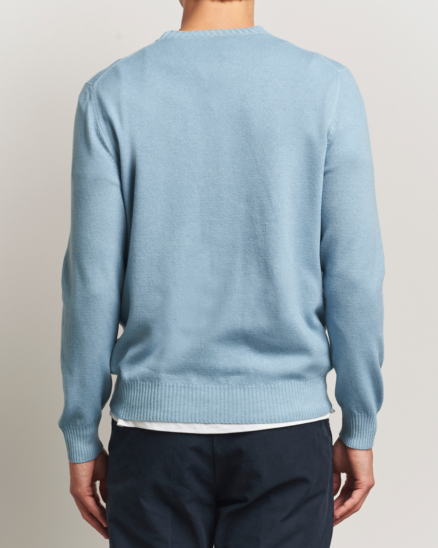 Heren | Truien | Gran Sasso | Wool/Cashmere Washed Crew Neck Blue Melange