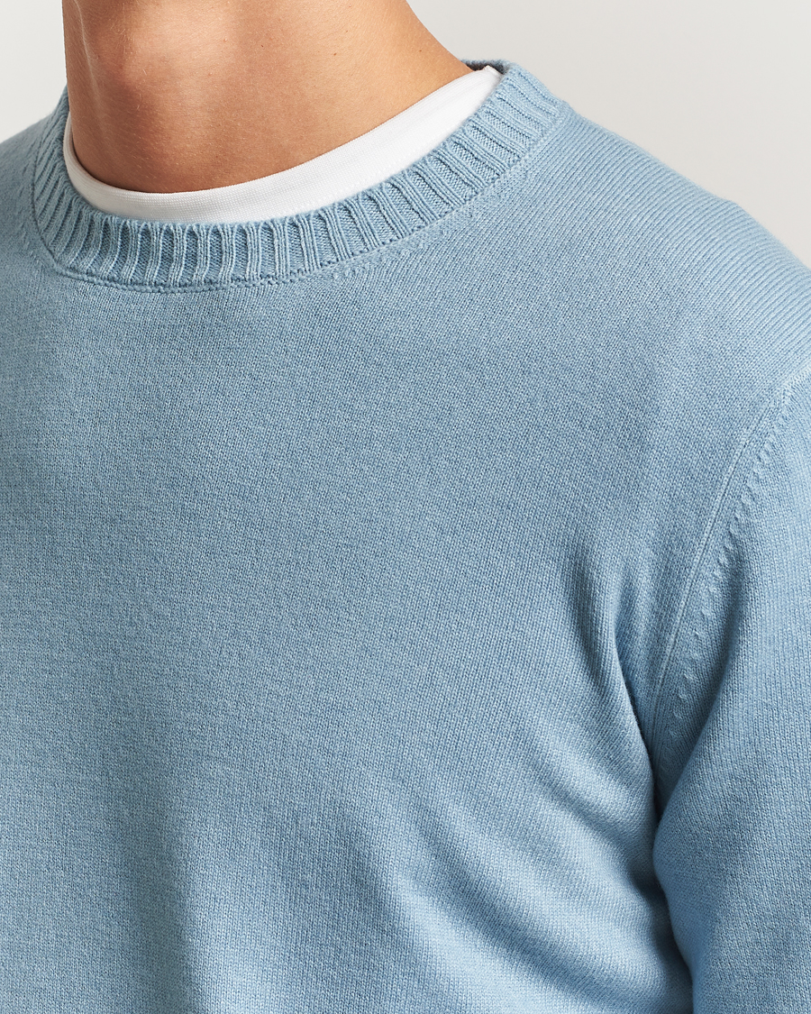 Heren | Truien | Gran Sasso | Wool/Cashmere Washed Crew Neck Blue Melange