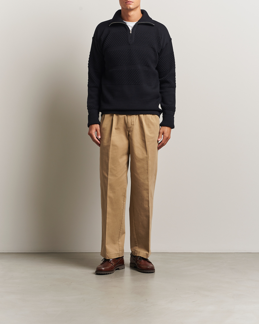 Heren | Truien | S.N.S. Herning | Fisherman Wool Short Zip Navy