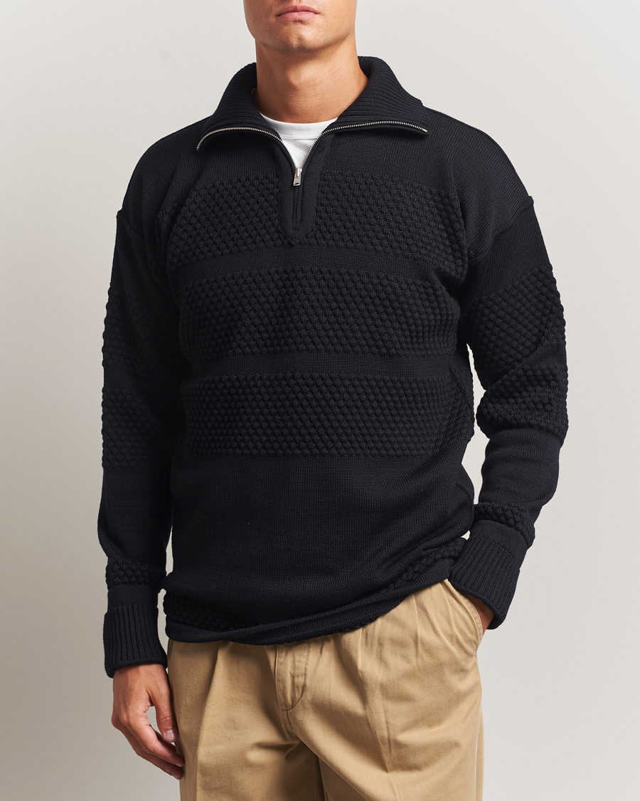 Heren | Truien | S.N.S. Herning | Fisherman Wool Short Zip Navy