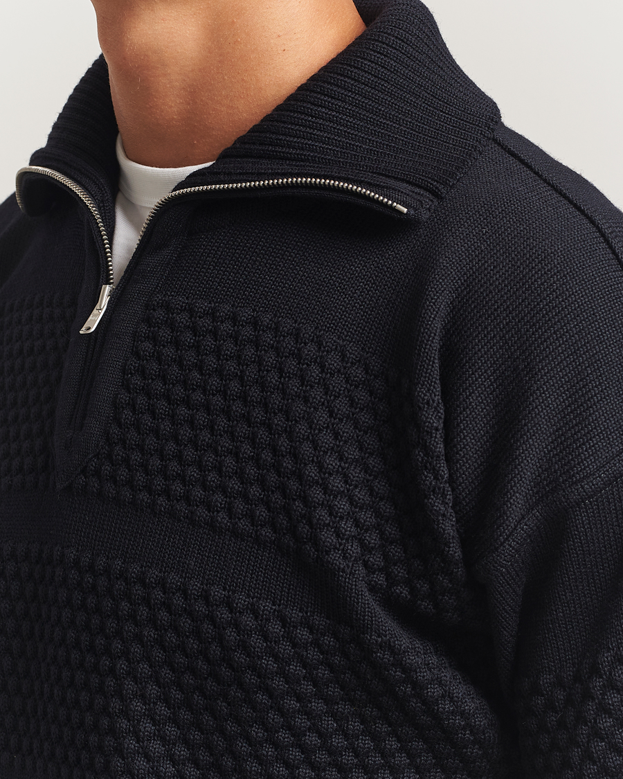 Heren | Truien | S.N.S. Herning | Fisherman Wool Short Zip Navy