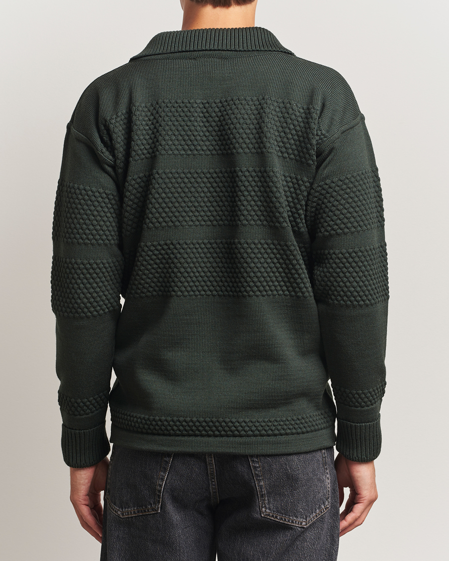 Heren | Truien | S.N.S. Herning | Fisherman Wool Short Zip Dark Forest Green