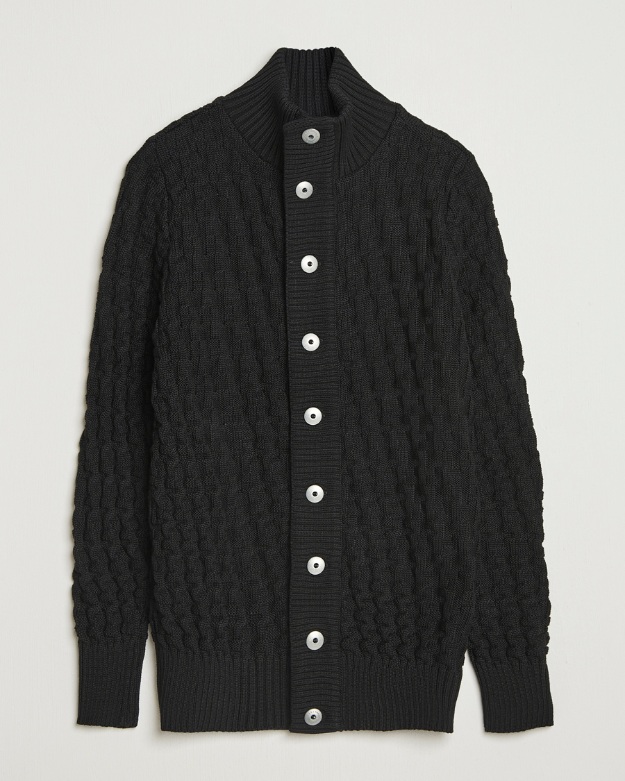 Heren | Truien | S.N.S. Herning | Stark Wool Cable Cardigan Black