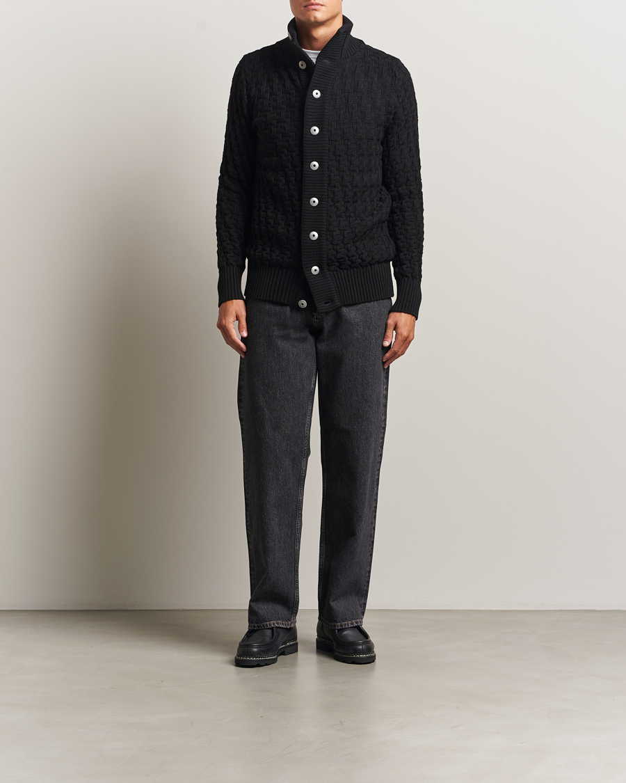 Heren | Truien | S.N.S. Herning | Stark Wool Cable Cardigan Black