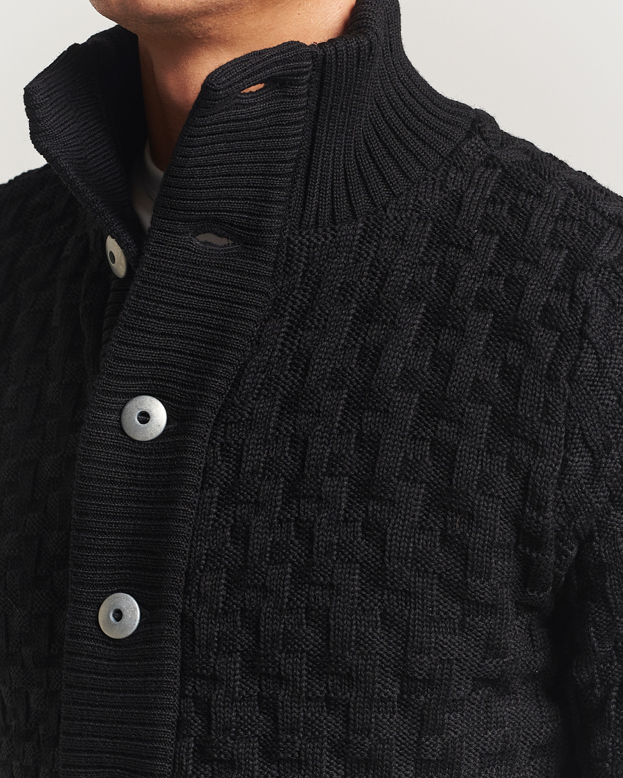 Heren | Truien | S.N.S. Herning | Stark Wool Cable Cardigan Black