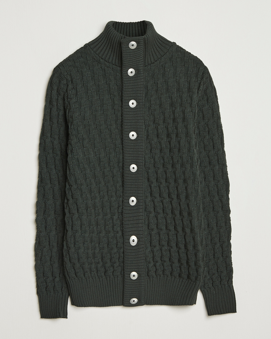 Heren | Truien | S.N.S. Herning | Stark Wool Cable Cardigan Dark Forest Green