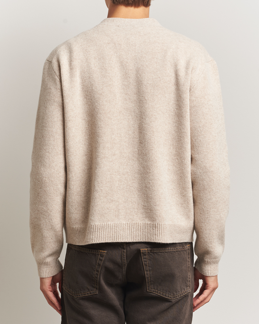 Heren | Truien | Maison Kitsuné | Grey Fox Head Milano Lambswool Cardigan Tan Beige