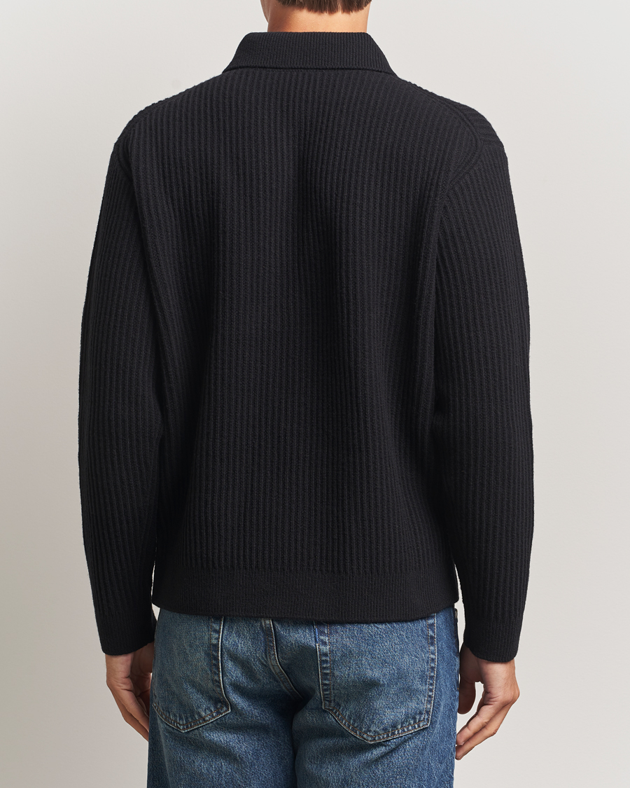 Heren | Truien | Maison Kitsuné | Tonal Fox Head Wool Ribbed Polo Black