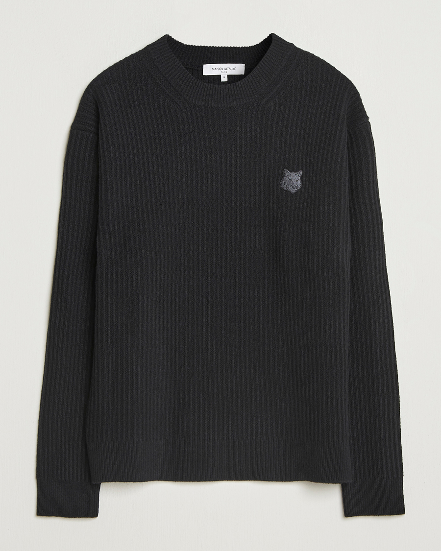 Heren | Truien | Maison Kitsuné | Tonal Fox Head Wool Ribbed Sweater Black