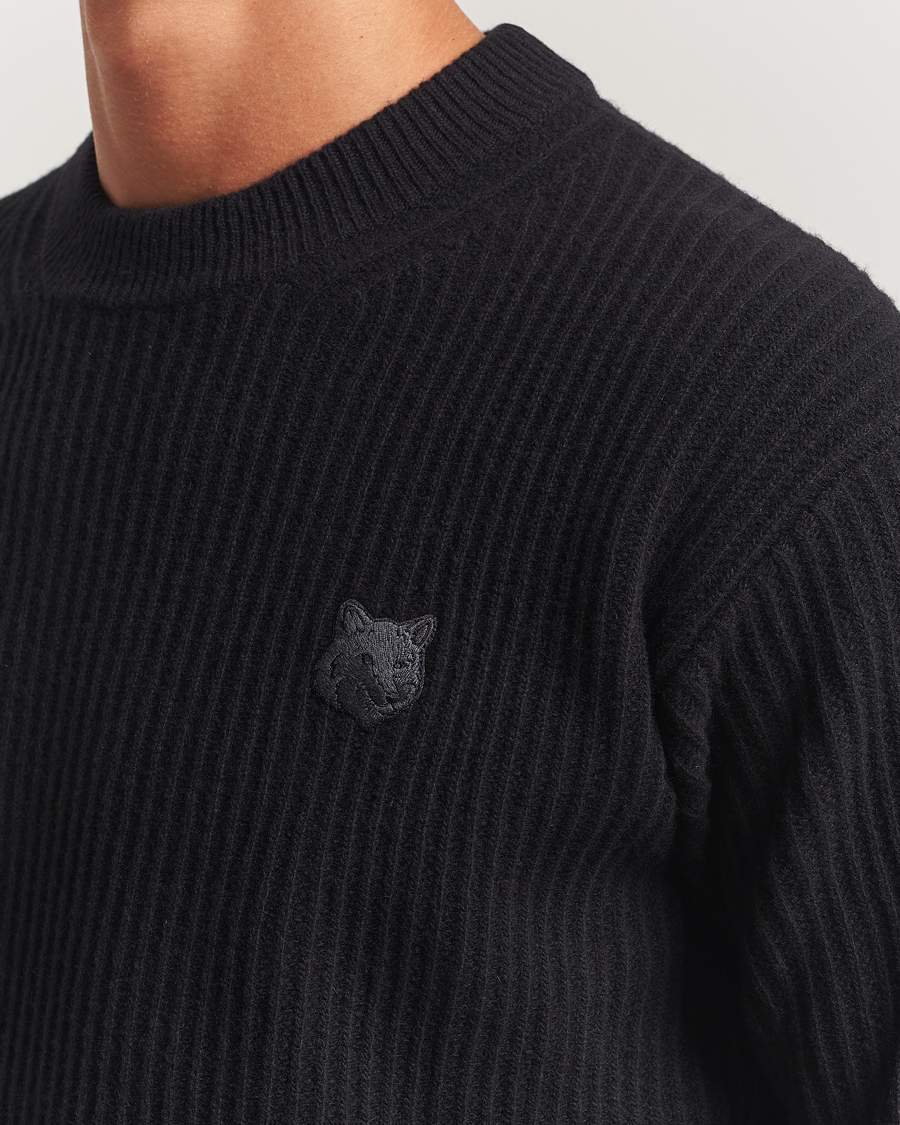 Heren | Truien | Maison Kitsuné | Tonal Fox Head Wool Ribbed Sweater Black