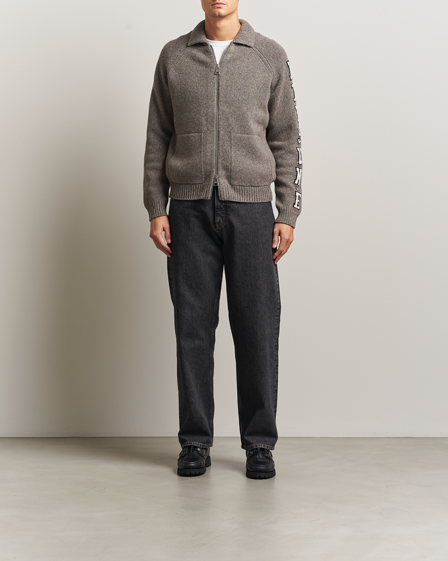Heren | Truien | Maison Kitsuné | College Wool Knitted Full Zip Medium Grey Melange