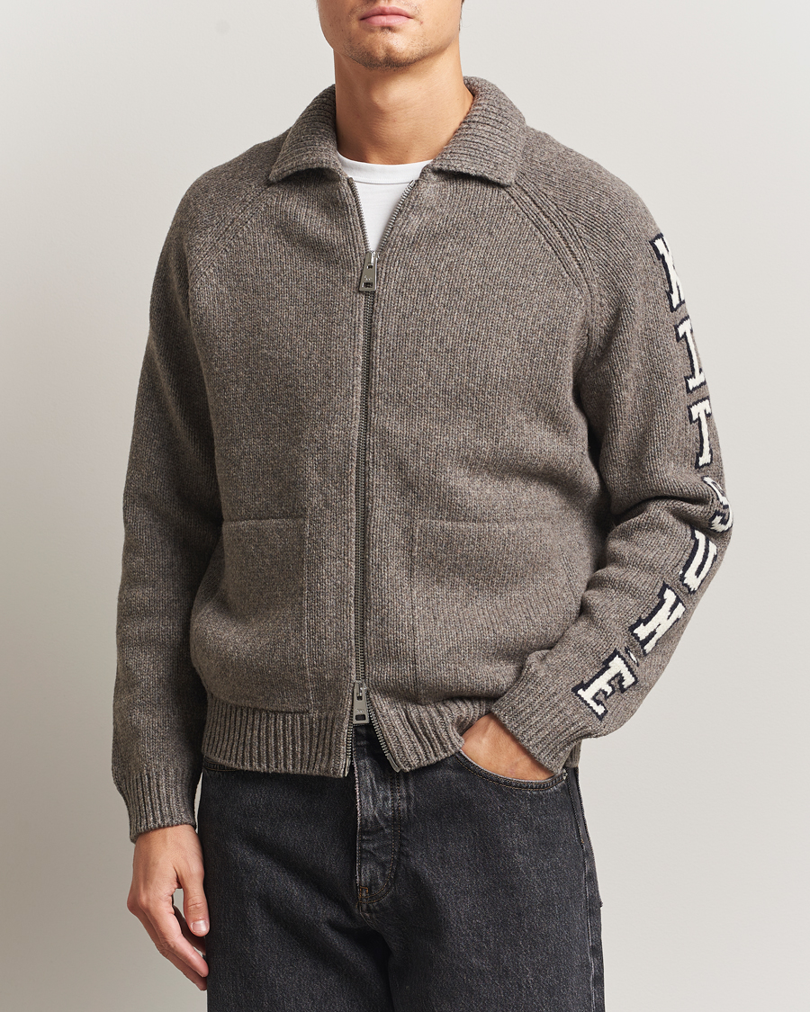 Heren | Truien | Maison Kitsuné | College Wool Knitted Full Zip Medium Grey Melange