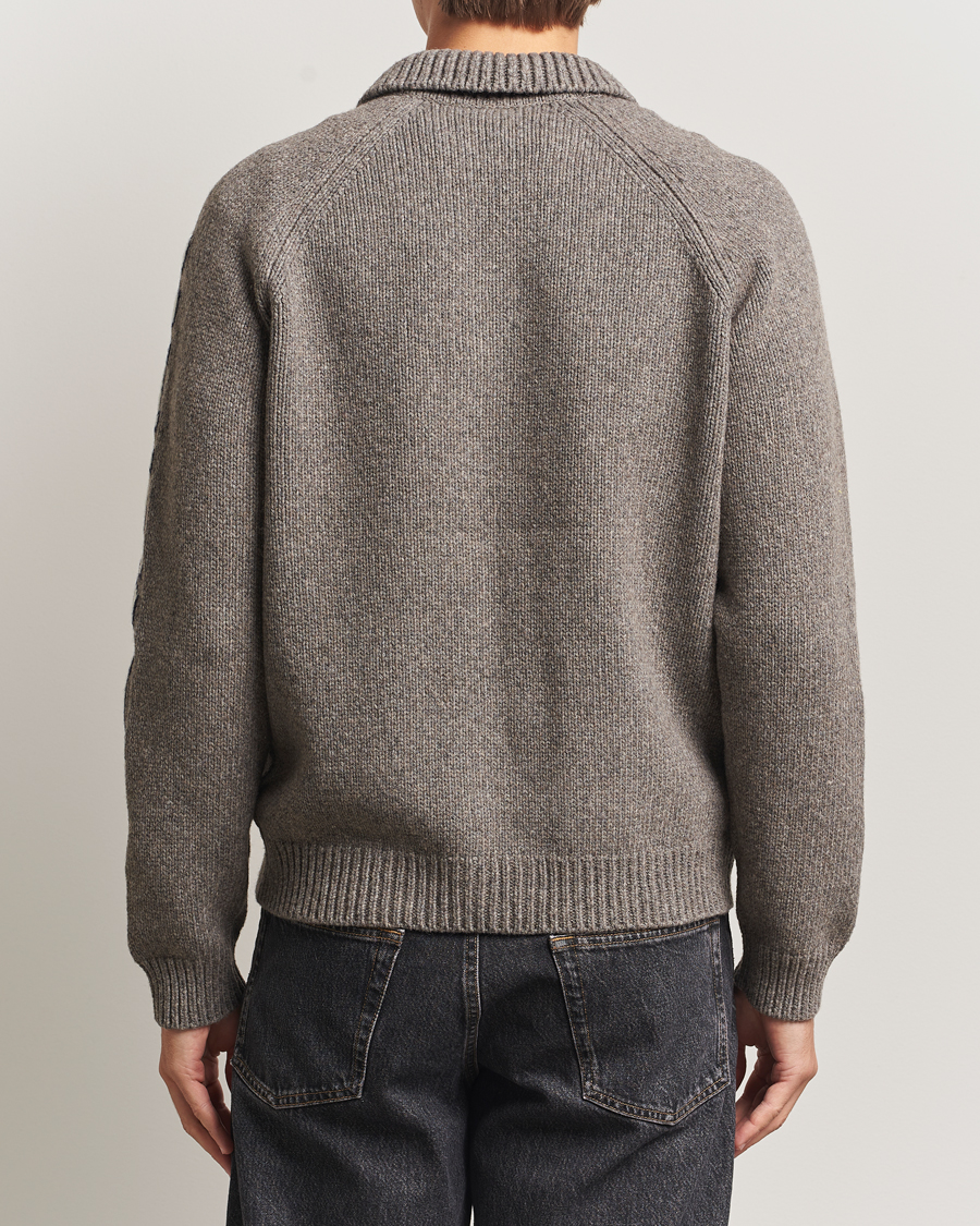 Heren | Truien | Maison Kitsuné | College Wool Knitted Full Zip Medium Grey Melange