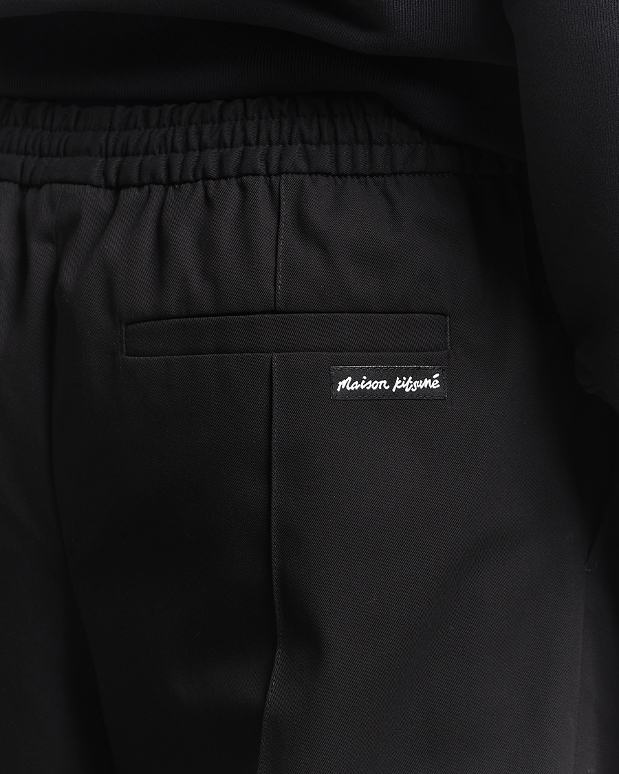 Heren | Broeken | Maison Kitsuné | Cotton Twill Pleated Drawstring Trousers Black