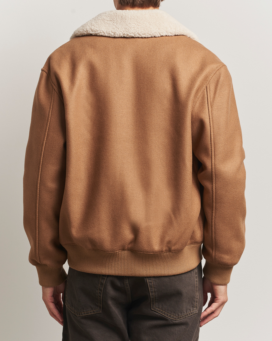 Heren | Jassen | Maison Kitsuné | Wool Shearling Collar Aviator Jacket Ginger Brown