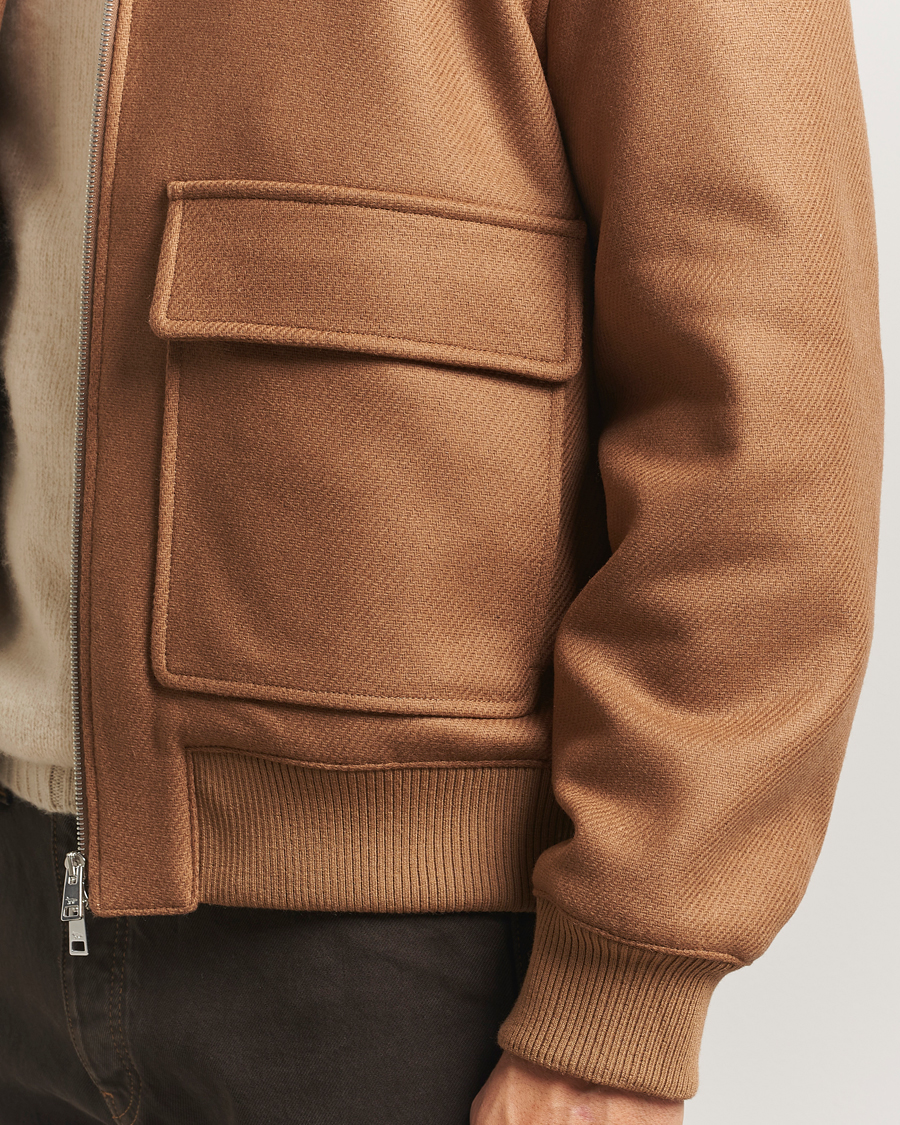 Heren | Jassen | Maison Kitsuné | Wool Shearling Collar Aviator Jacket Ginger Brown