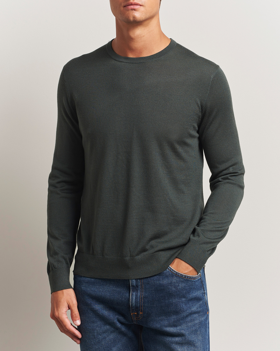 Heren | Truien | Tiger of Sweden | Connor Extra Fine Merino Crew Neck Pullover Midnight Green