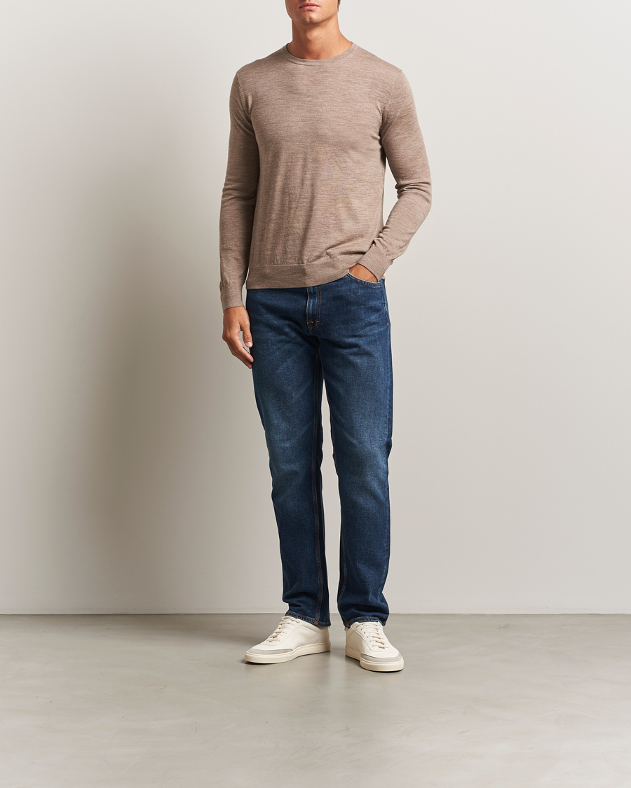 Heren | Truien | Tiger of Sweden | Connor Extra Fine Merino Crew Neck Pullover Beige Melange