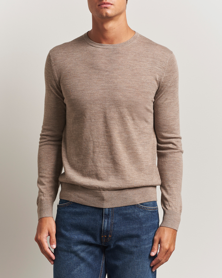Heren | Truien | Tiger of Sweden | Connor Extra Fine Merino Crew Neck Pullover Beige Melange