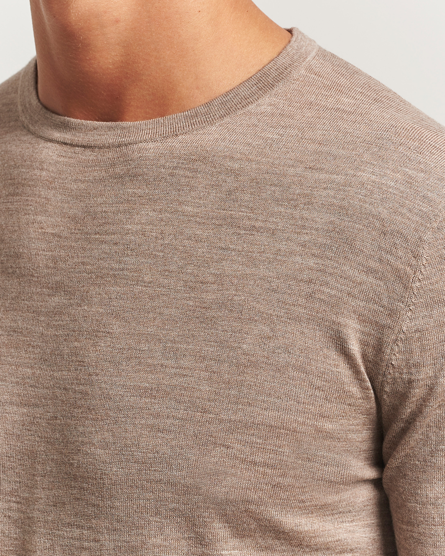 Heren | Truien | Tiger of Sweden | Connor Extra Fine Merino Crew Neck Pullover Beige Melange