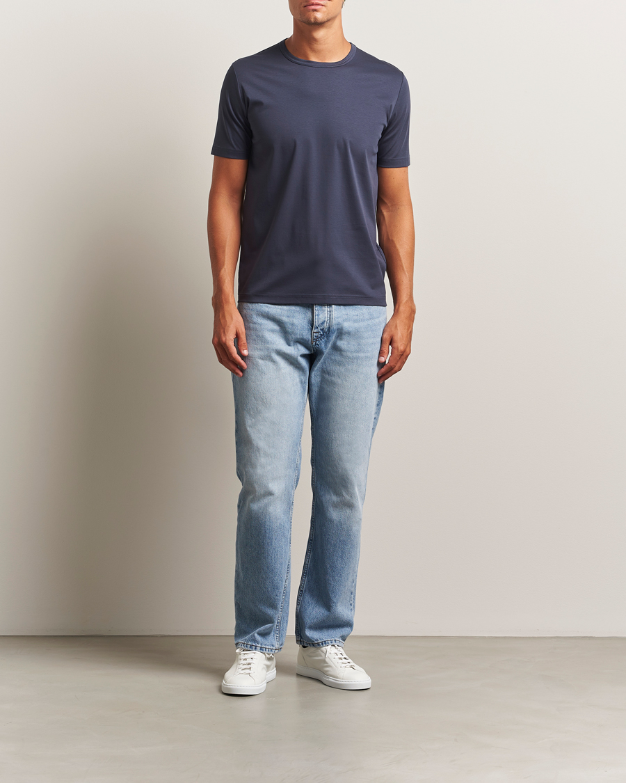 Heren | T-shirts | Tiger of Sweden | Olaf Mercerized Cotton T-Shirt Light Ink