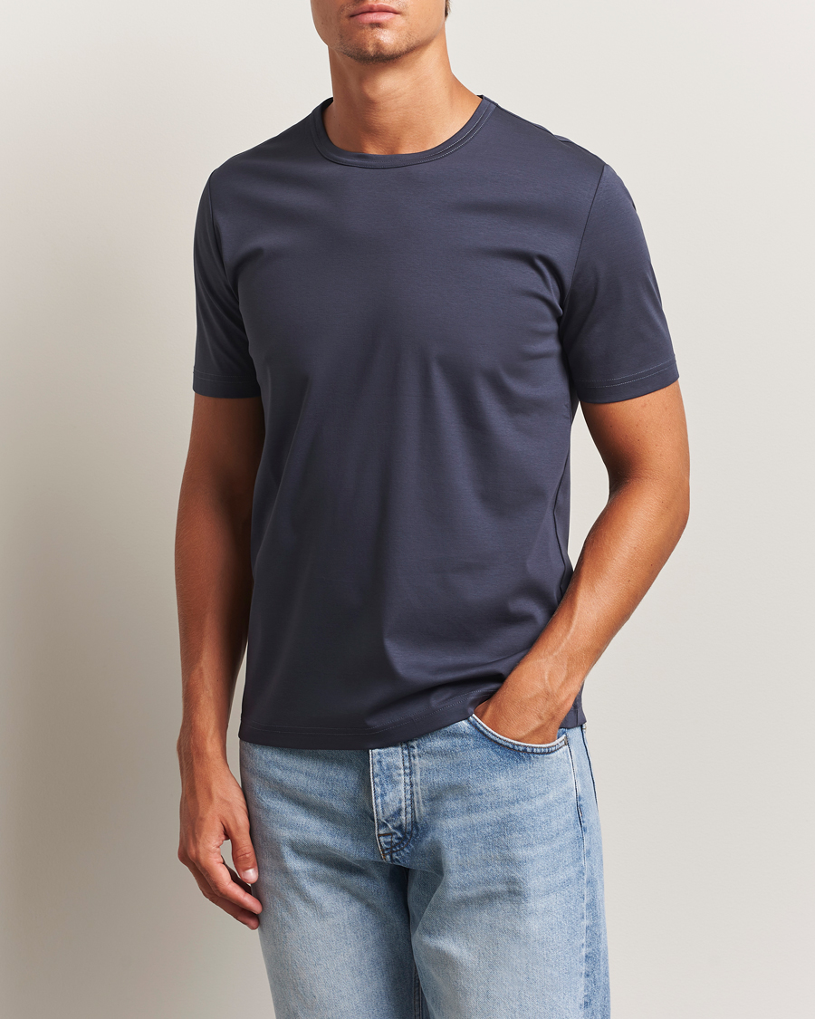 Heren | T-shirts | Tiger of Sweden | Olaf Mercerized Cotton T-Shirt Light Ink
