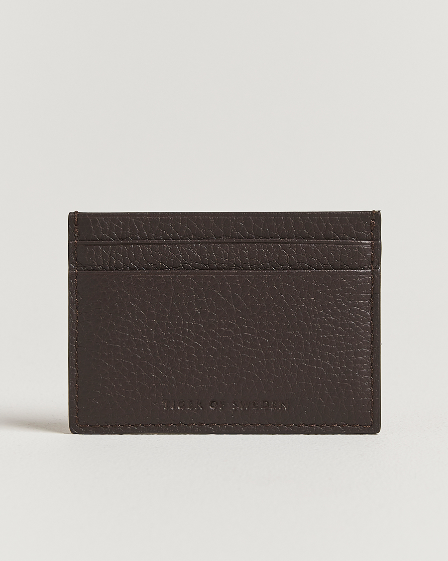 Heren | Portemonnees | Tiger of Sweden | Wake Grained Leather Card Holder Dark Brown