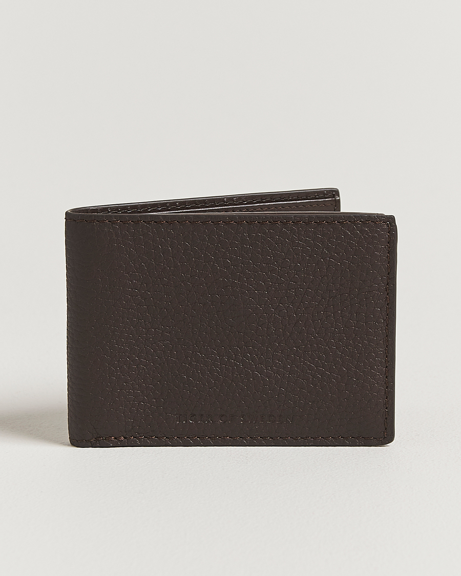 Heren | Portemonnees | Tiger of Sweden | Wald Grainer Leather Wallet Dark Brown