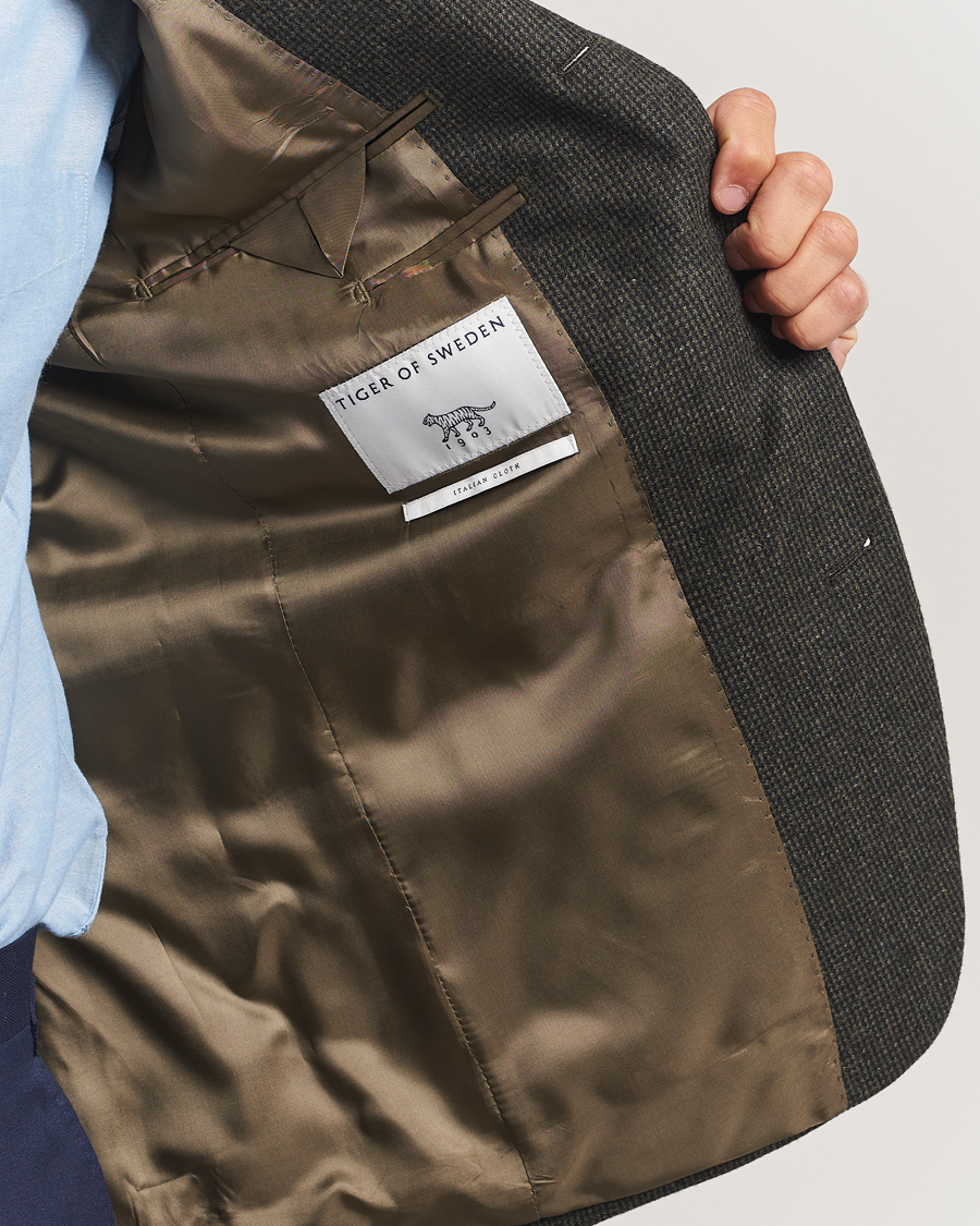 Heren | Blazers | Tiger of Sweden | Easer Wool Pepita Blazer Midnight Green