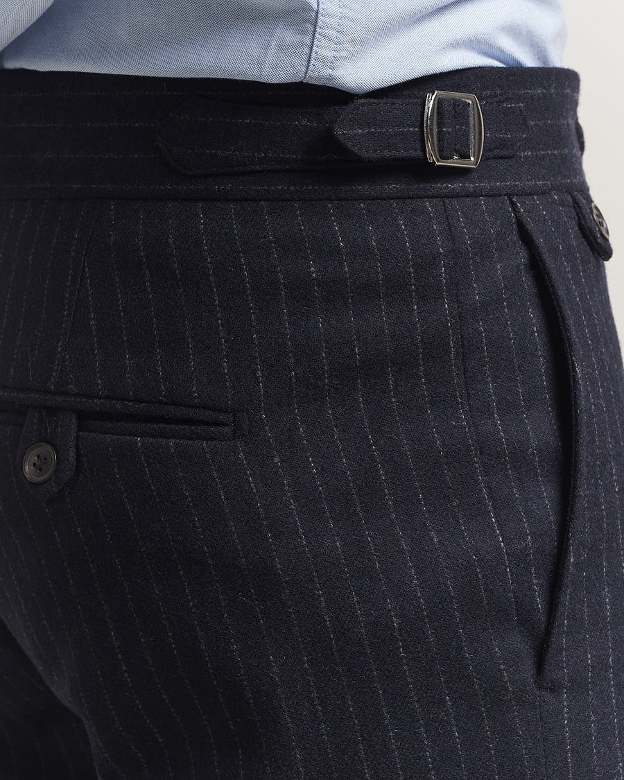 Heren | Broeken | Tiger of Sweden | Tense Wool Pleated Pinstriped Trousers Blue Function