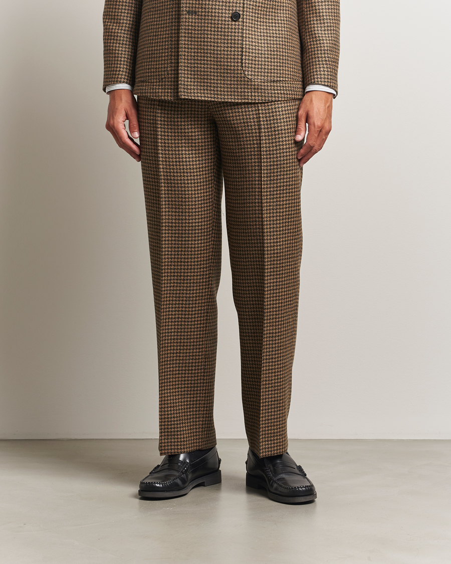 Heren | Broeken | Tiger of Sweden | Todne Swedish Wool Dogtooth Trousers Brown Olive