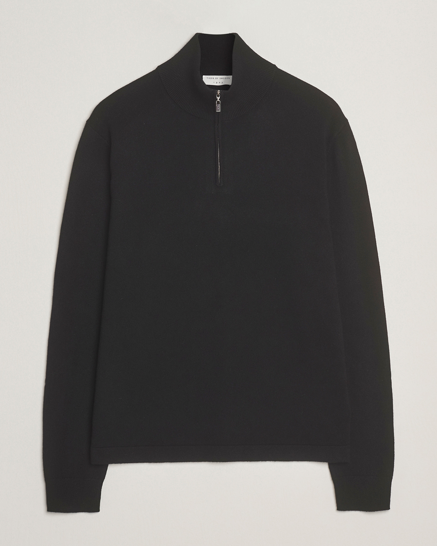 Heren | Truien | Tiger of Sweden | Travis Wool/Cashmere Half Zip Black