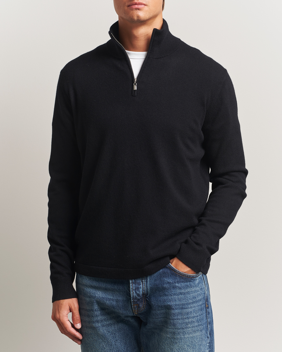 Heren | Truien | Tiger of Sweden | Travis Wool/Cashmere Half Zip Black
