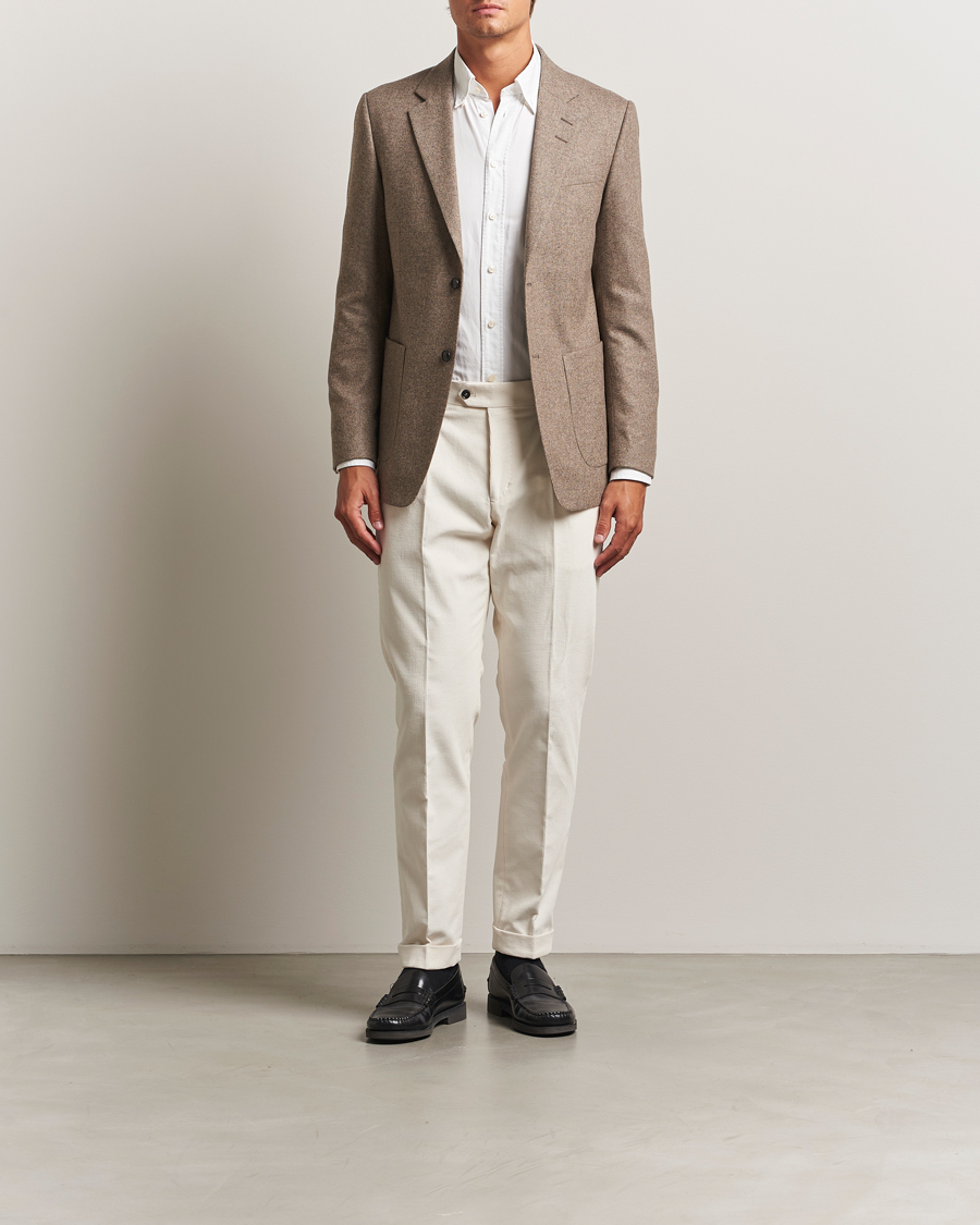Heren | Broeken | Tiger of Sweden | Tenuta Pleated Corduroy Trousers Light Ivory