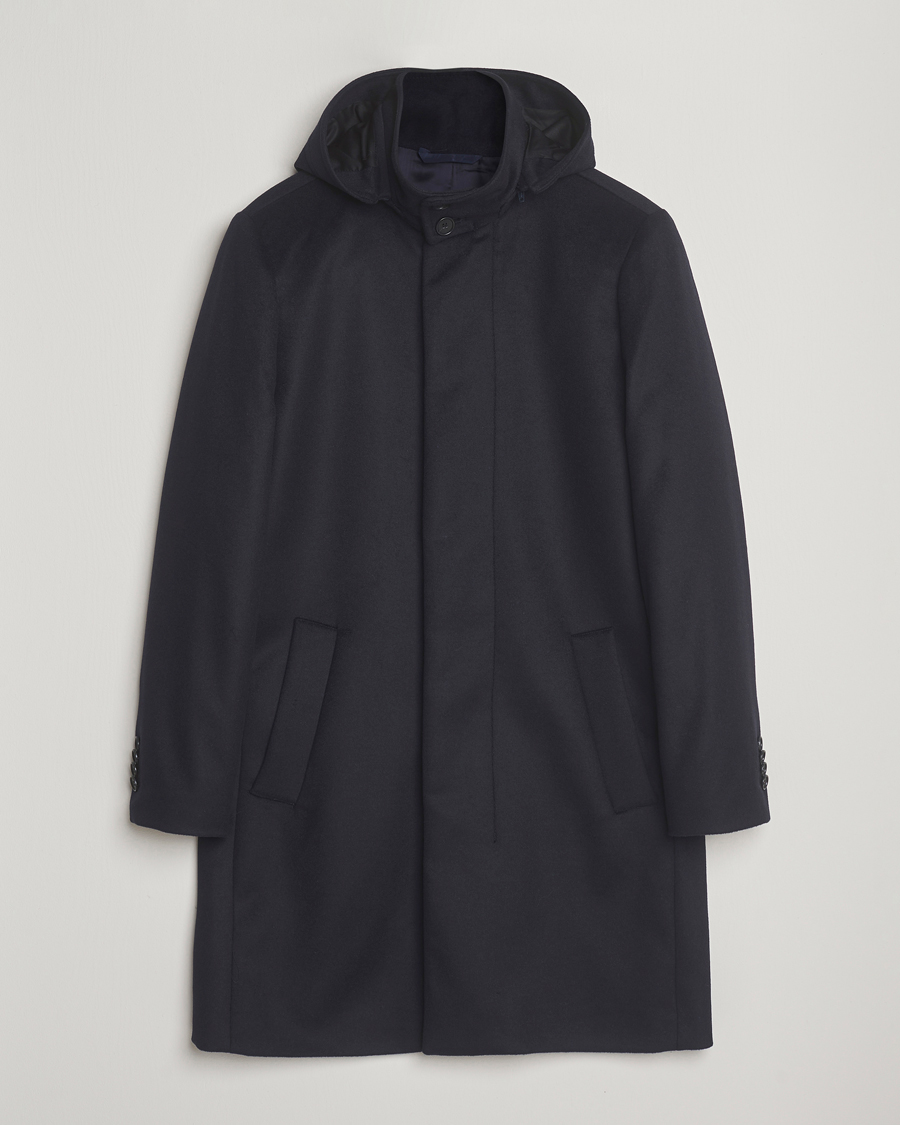 Heren | Jassen | Tiger of Sweden | Aleric Wool/Cashmere Hooded Coat Light Ink