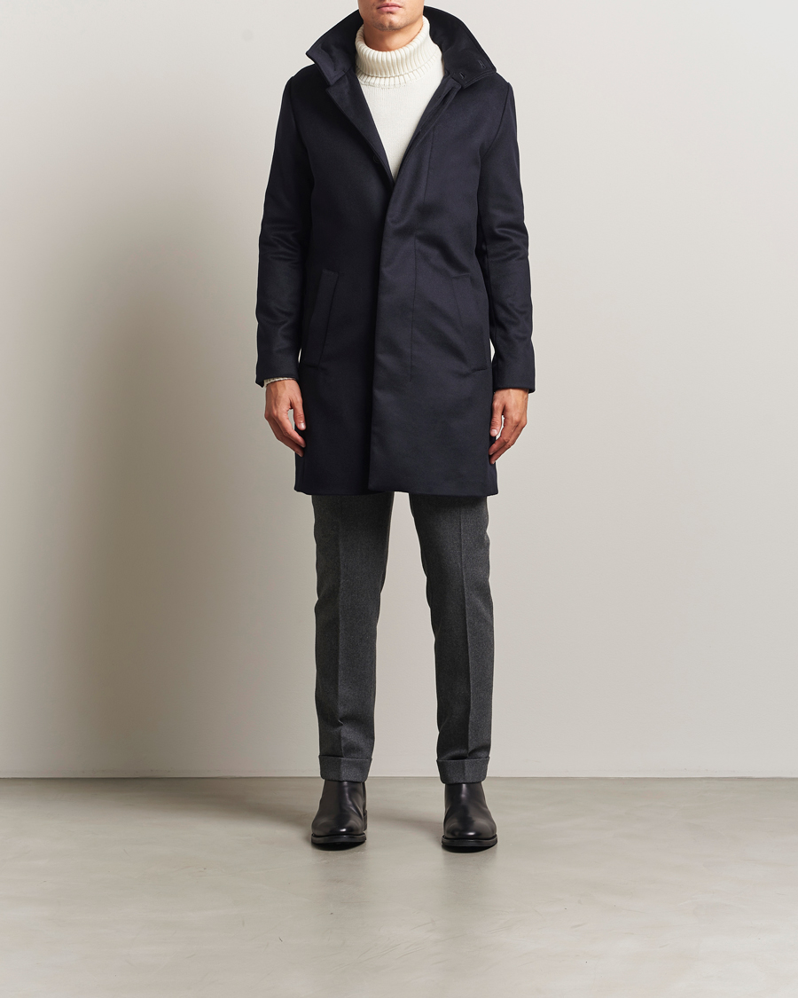 Heren | Jassen | Tiger of Sweden | Aleric Wool/Cashmere Hooded Coat Light Ink