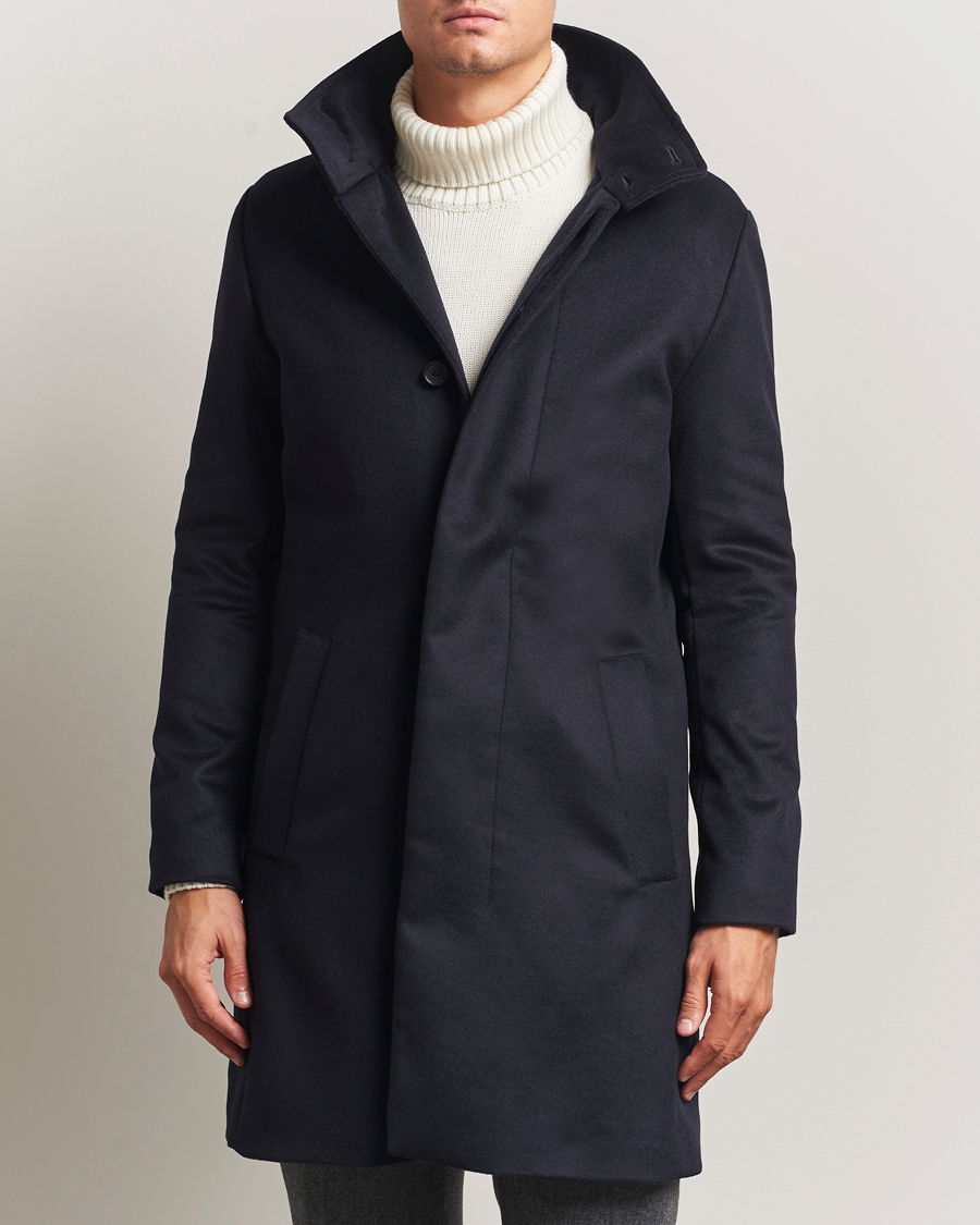 Heren | Jassen | Tiger of Sweden | Aleric Wool/Cashmere Hooded Coat Light Ink