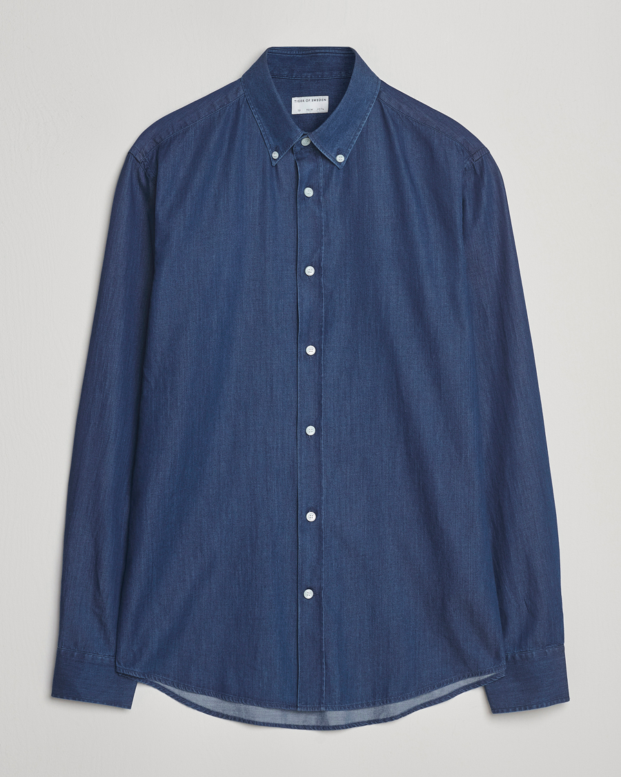 Heren | Overhemden | Tiger of Sweden | Adley Slim Fit Denim Shirt Medium Blue