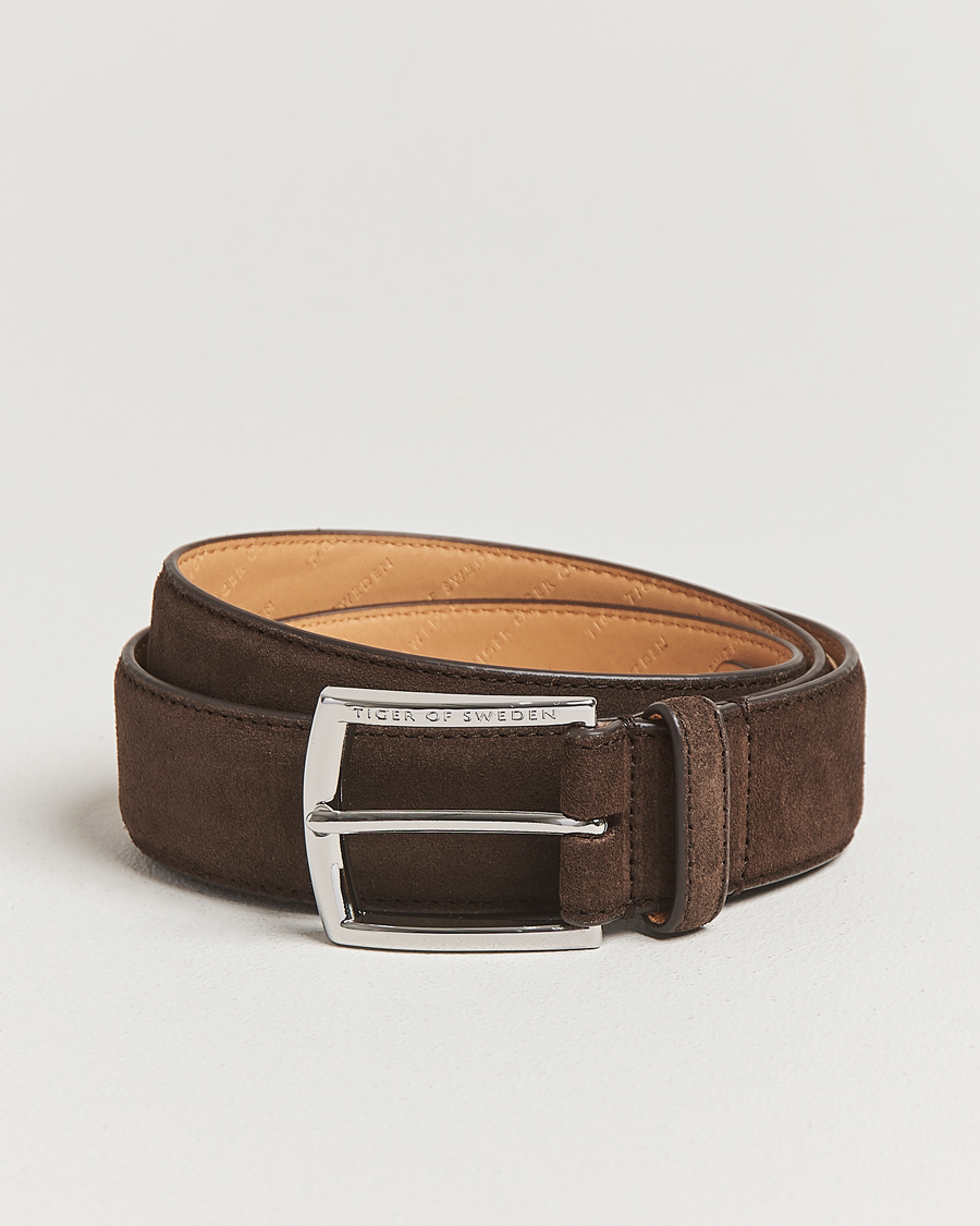 Heren | Riemen | Tiger of Sweden | Bergstroms Suede Belt Dark Brown