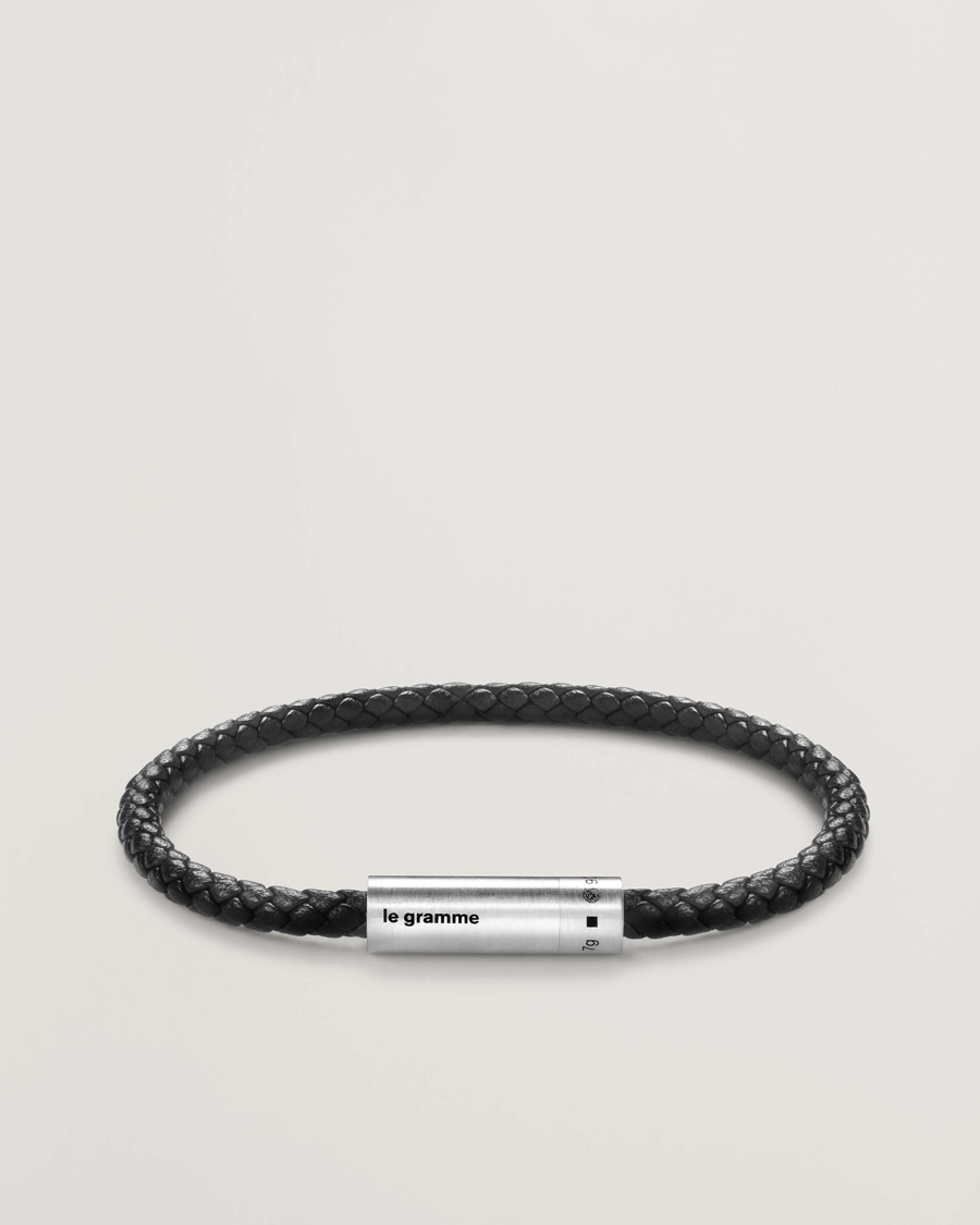 Heren | Sieraden | LE GRAMME | Leather Cable Bracelet Black/Sterling Silver 7g