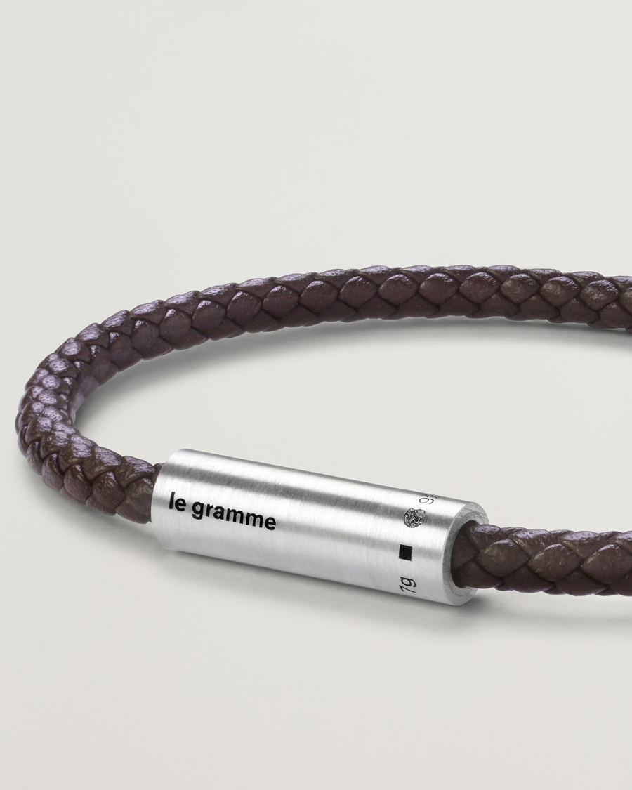 Heren | Sieraden | LE GRAMME | Leather Cable Bracelet Brown/Sterling Silver 7g