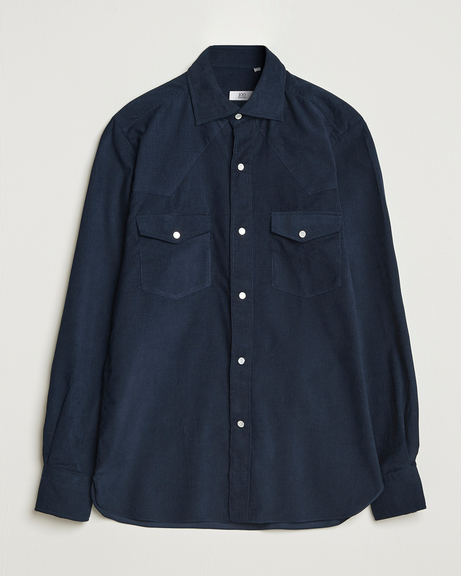 Heren | Overhemden | 100Hands | Western Cord Shirt Navy