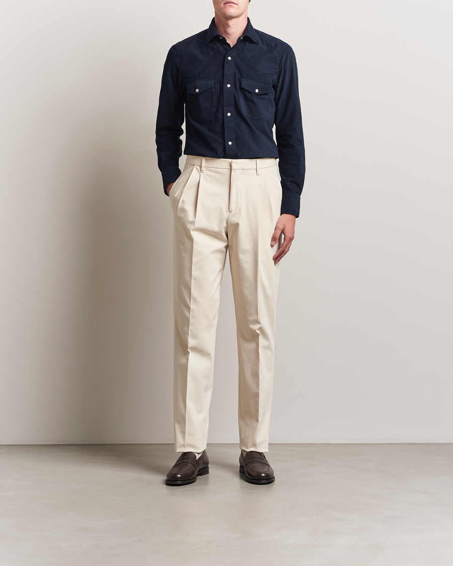 Heren | Overhemden | 100Hands | Western Cord Shirt Navy