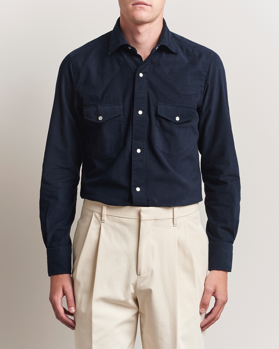 Heren | Overhemden | 100Hands | Western Cord Shirt Navy